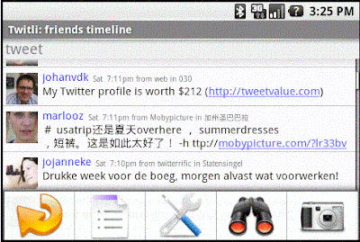 Twitli T-Mobile G1 Android Twitter client screenshot BlogPandit