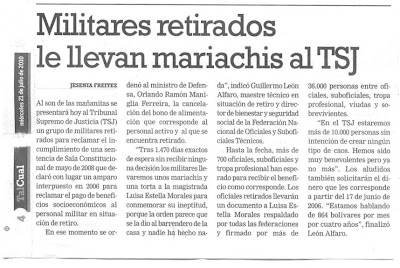 LA PROTESTA MILITAR: A LUISA ESTELLA /MILITARES RETIRADOS LLEVAN