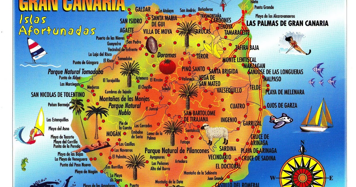 Postcard Journey Around The World: Map postcard-Gran Canaria