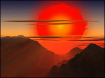 Illustration de la phase géante rouge du Soleil. Il sous-tendra un angle de 69° dans le ciel ! Document T.Lombry.