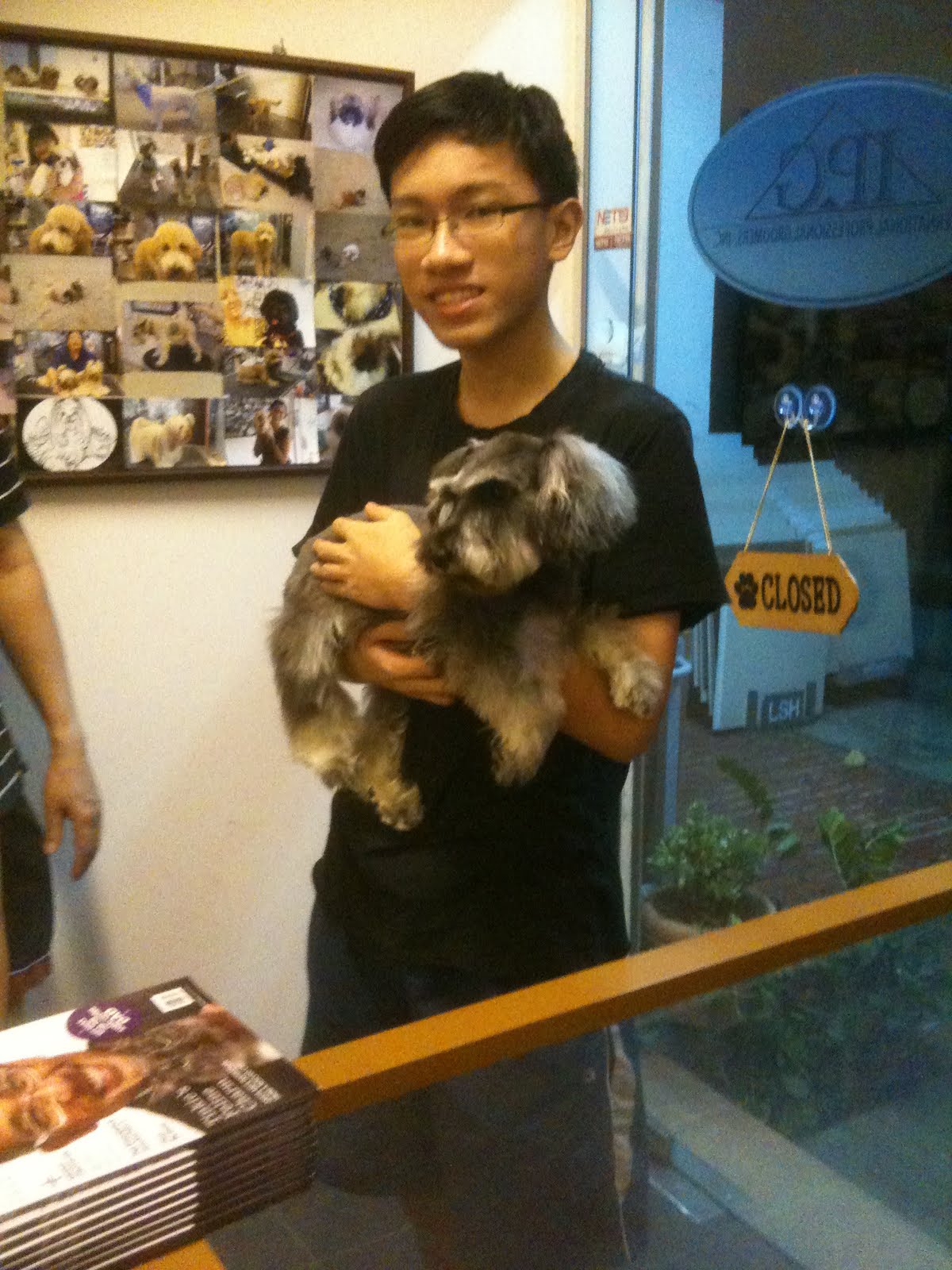 Jr Lee with his pet Miniature Schnauzer Lady look Styled by King
