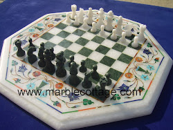 Inlay Art Chess Board in white Marble