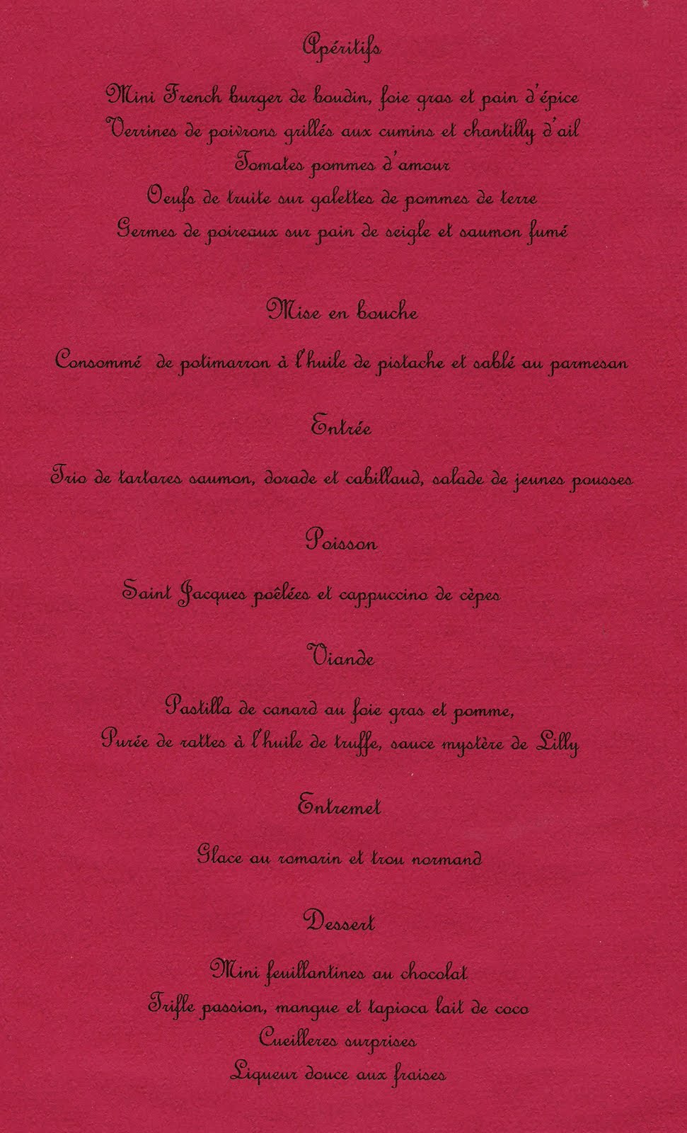 Lilly's Munchies Menus pour les amis