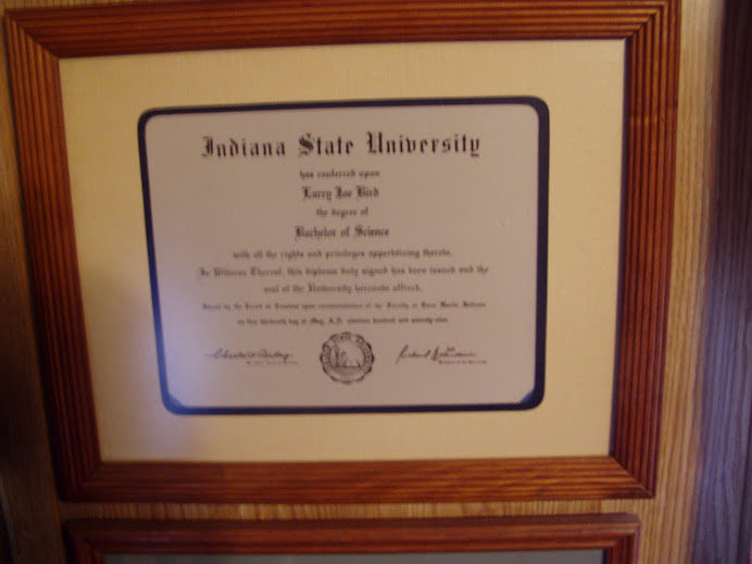 Larry Bird ISU Sycamore diploma