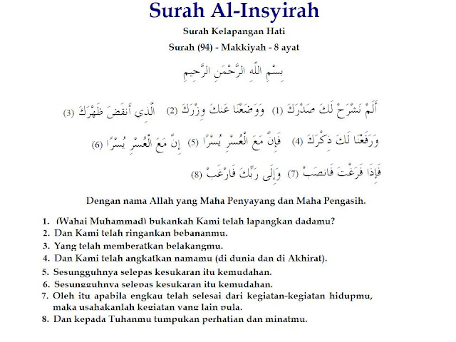 Aina's Closet: Ucaplah Ya Allah & Kelebihan Surah Alam Nashrah (Al