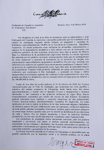 Carta presentada al Sr embajador Tim Martin