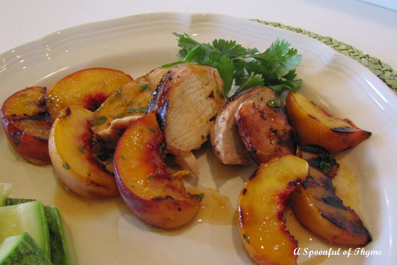 Chicken and Peaches with ChipotlePeach Dressing Drizzle