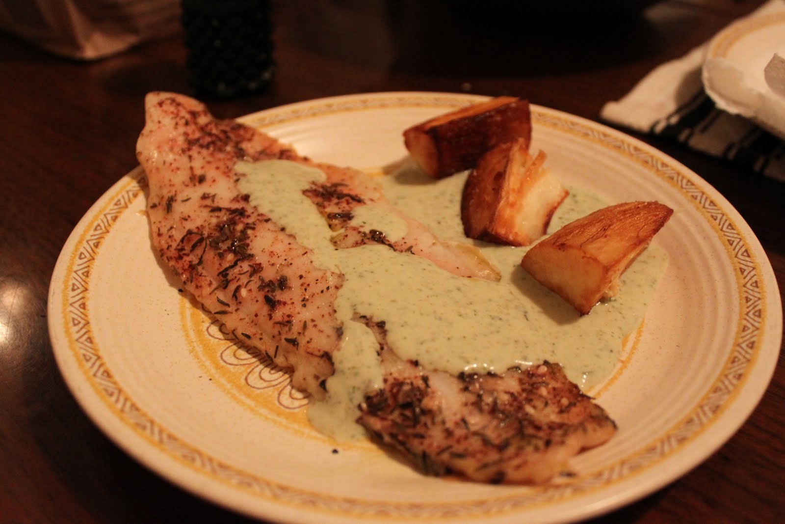 Dinner for One Fish with Yogurt Sauce