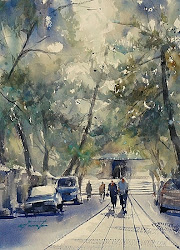 keiko tanabe watercolor 29x21 shrine kyoto cm paintings interview