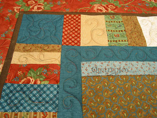 Sarah's Rose Garden quilt getting a custom treatment in the border - QuiltedJoy.com