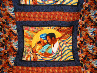 Panel Quilt with quilting by Angela Huffman - QuiltedJoy.com