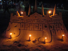 Sand sculpture of New Years Eve