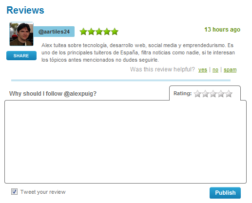 En Followfriday.com ahora podemos hacer reviews de los usuarios! 1