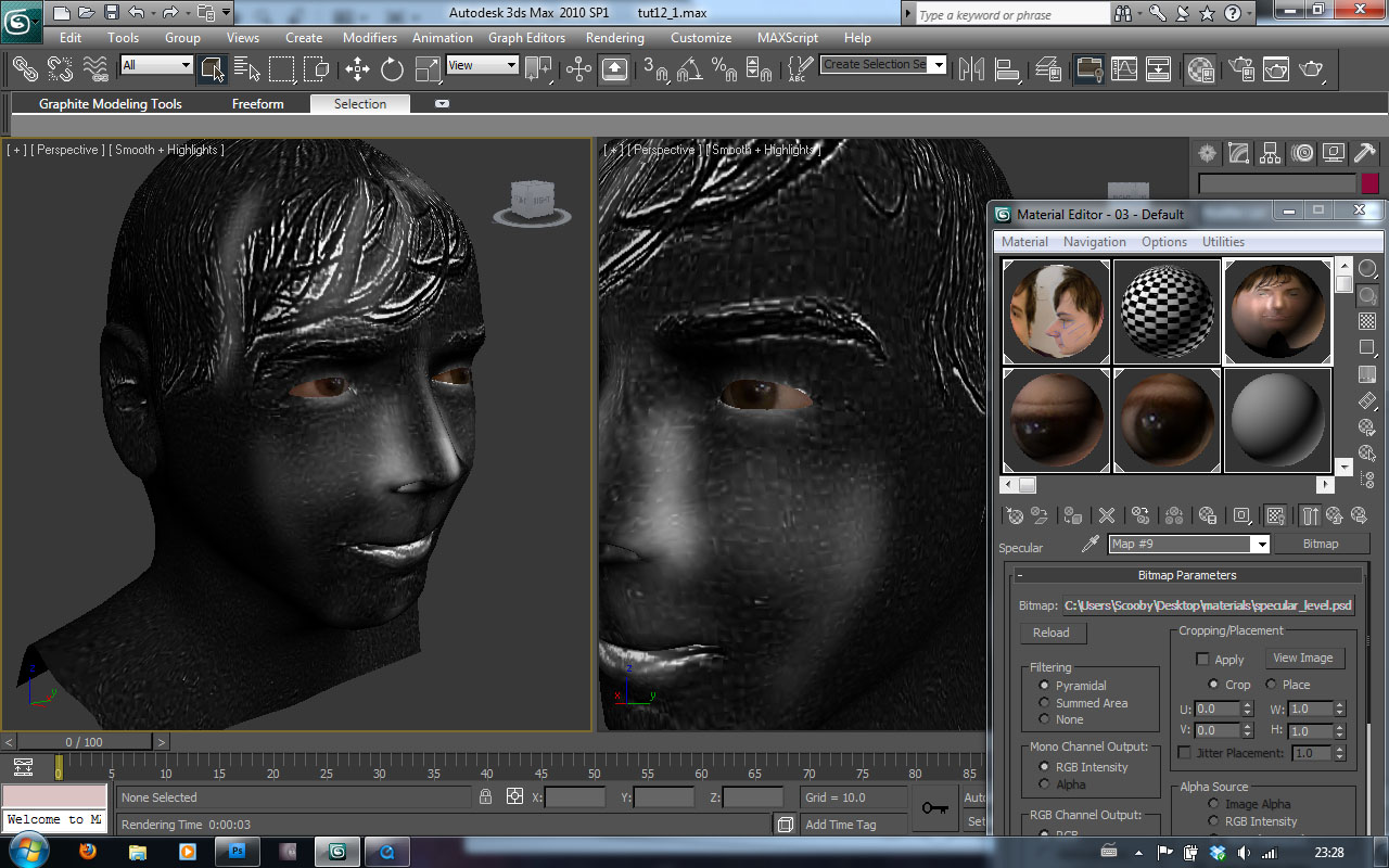 Virtual Environments Head Modelling Specular Map