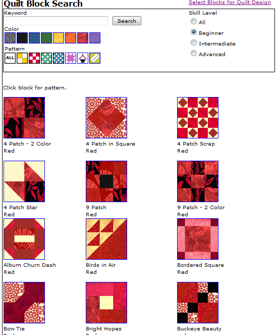 Mywebquilter new free quilt block pattern search
