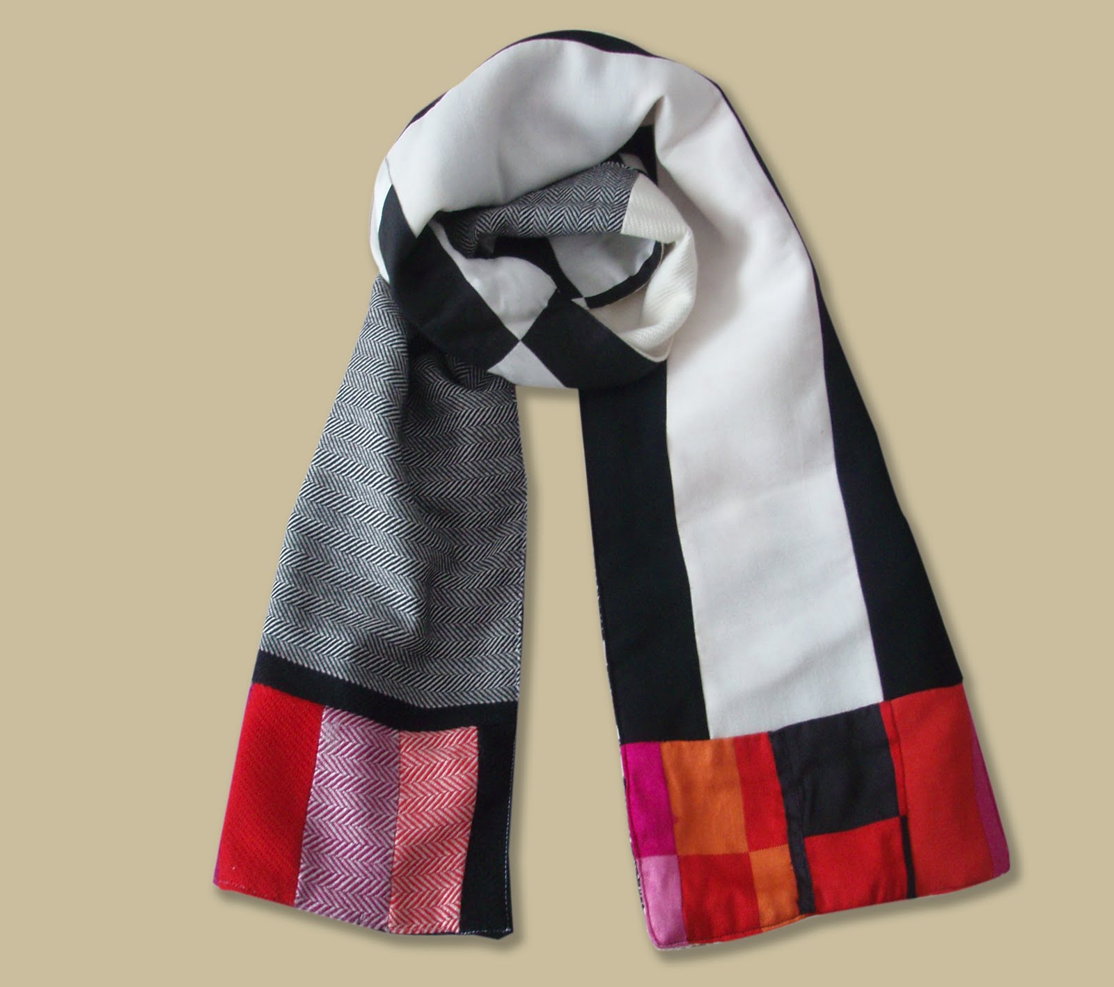 Bufanda lana-seda patchwork