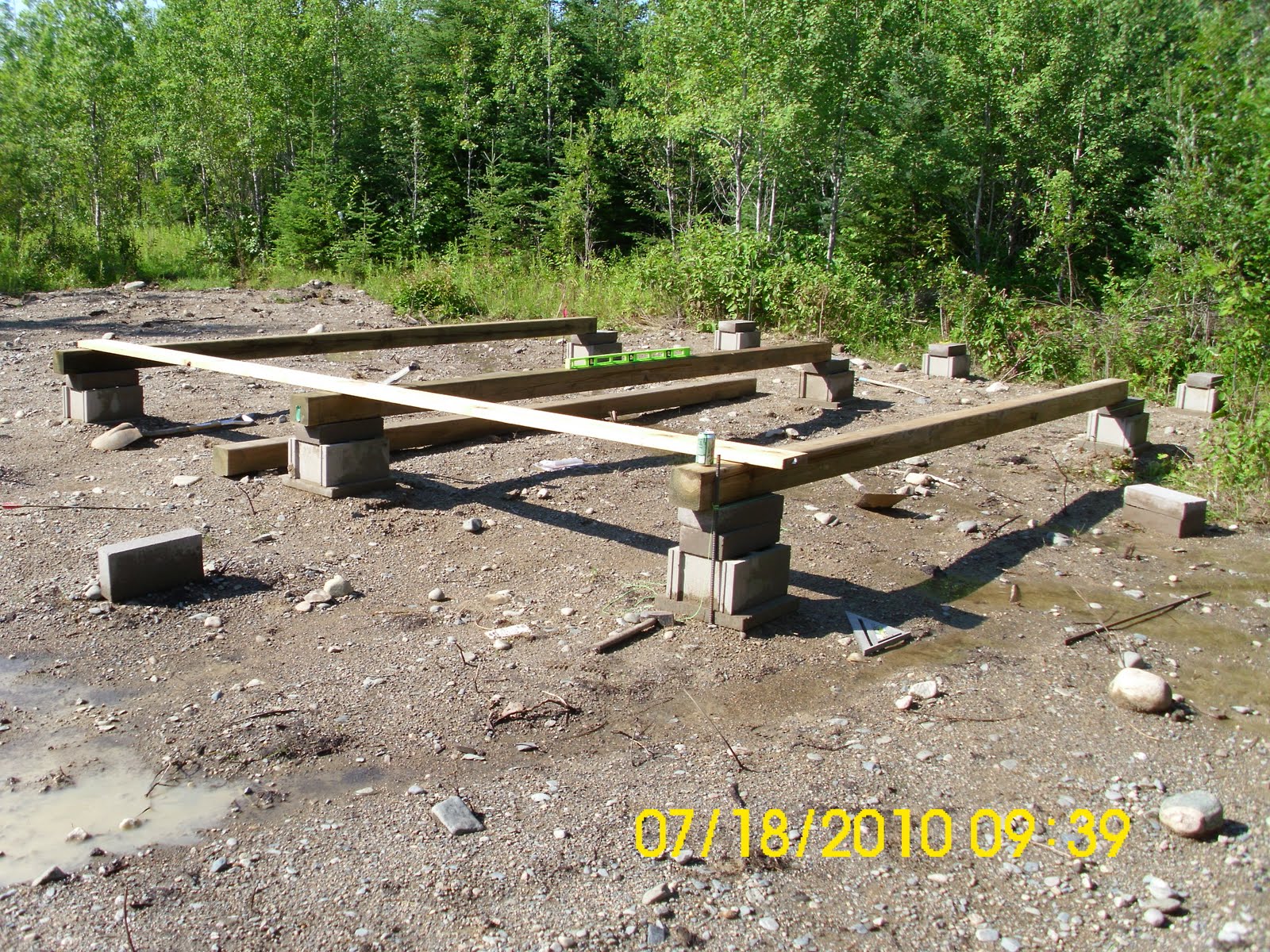Off the grid cabin build Foundation Block Piers