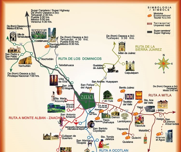 OAXACA y sus Rutas Turisticas MAPA DE VALLES CENTRALES