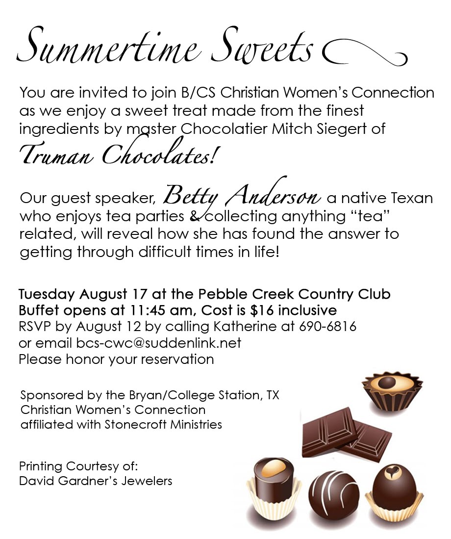 BCS Christian Women s Connection August s Luncheon Invitation