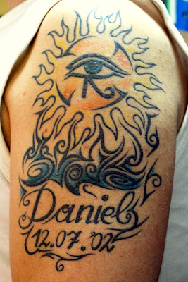 Eye of Horus with Air, Water, Fire and Earth Elements Tattoo