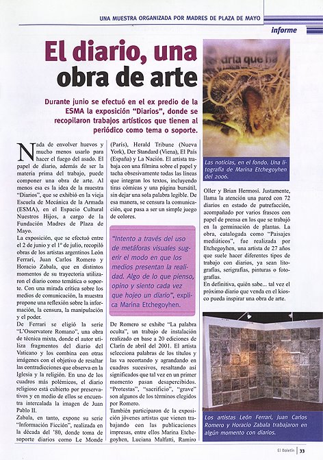 "El Boletín" Julio 2009. Expo en ECuNHi.