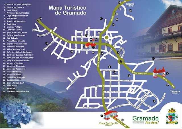 Mapa das atrações de Gramado