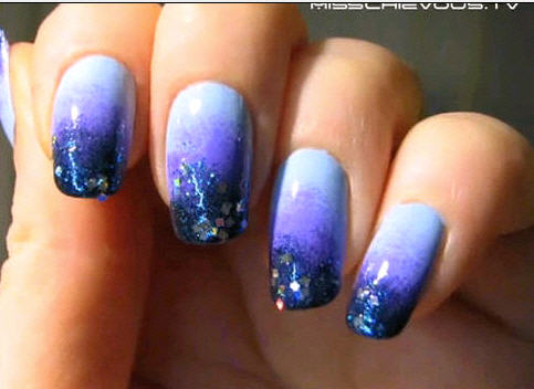 Starry Sky Gradient Nails Tutorial ~ Fashion, Makeup,Magazine Scan ...