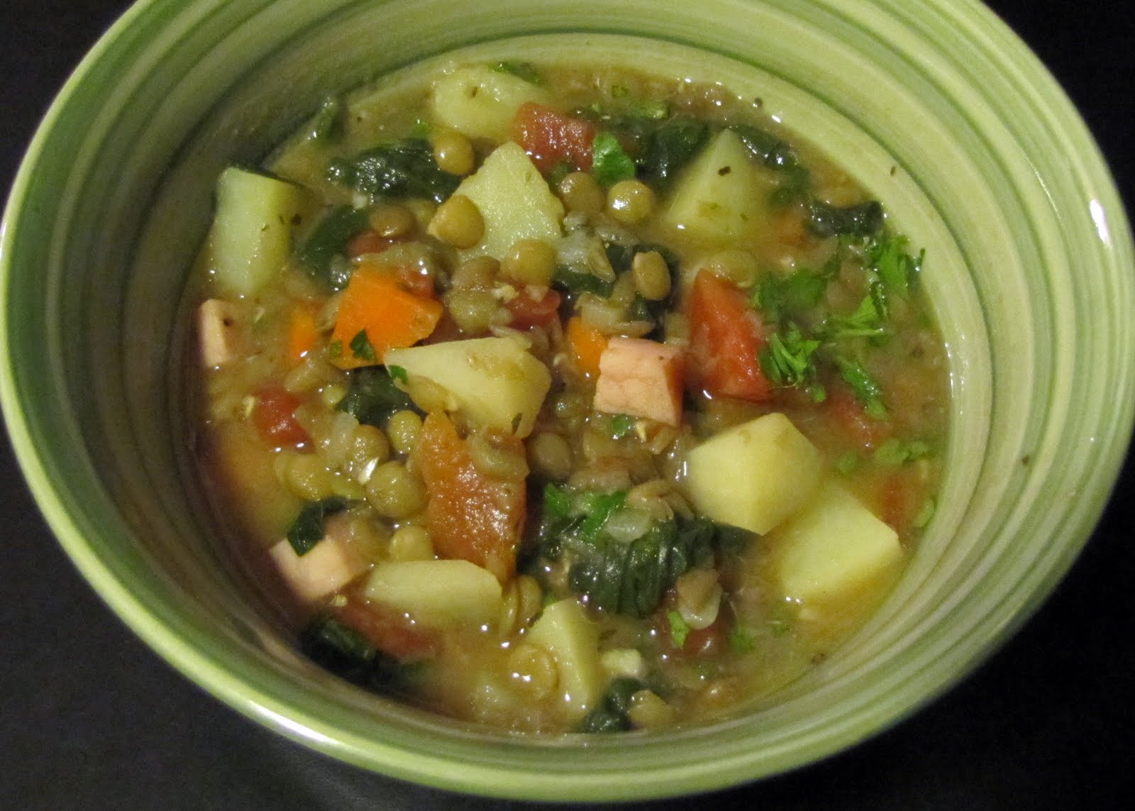 Smells Like Food in Here Lentil Stew with Ham and Greens