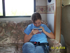 Suzanne in the RV as we ride