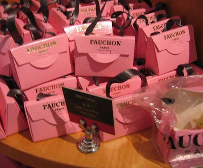 Fauchon mini-pink purse boxes holding 2 chocolates