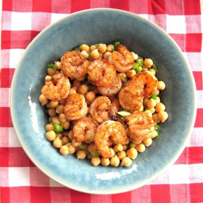 Lemony Chickpeas with Blackened Shrimp