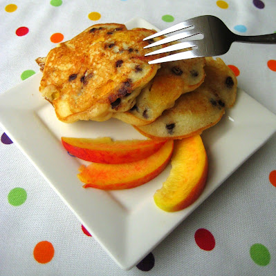 Pancakes with Peaches and Chocolate Chips