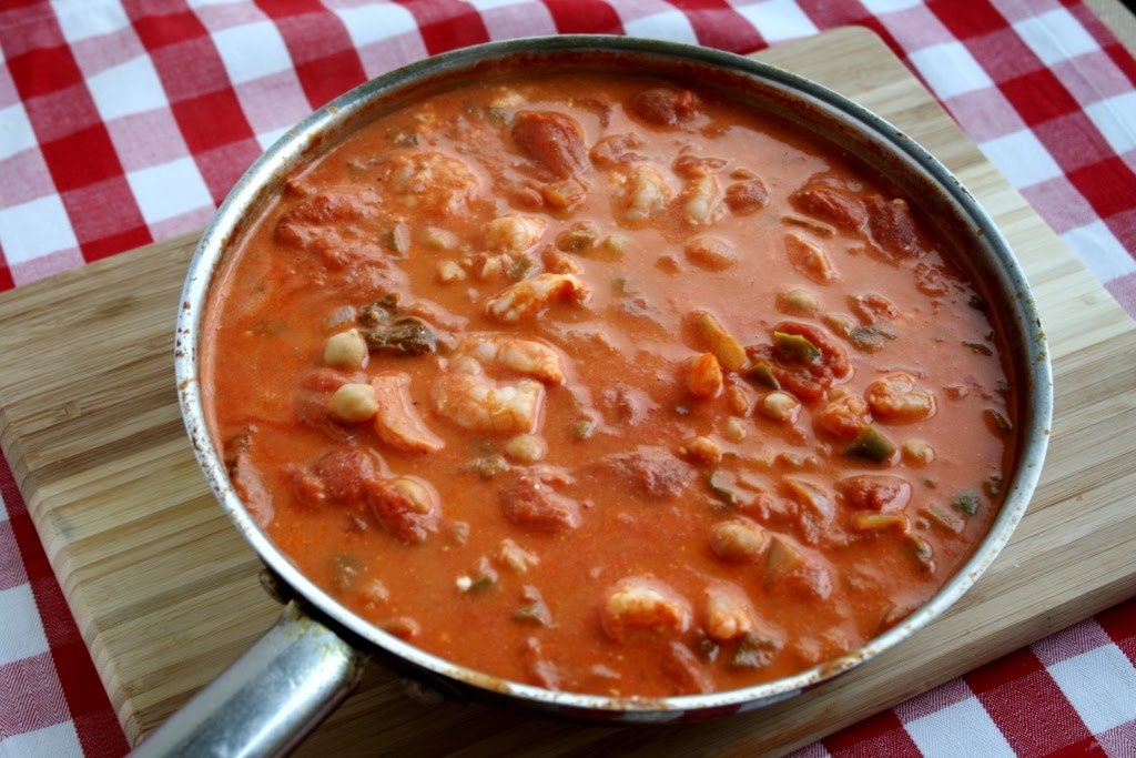 Mango & Tomato One skillet shrimp, tomato & garbanzo beans dinner