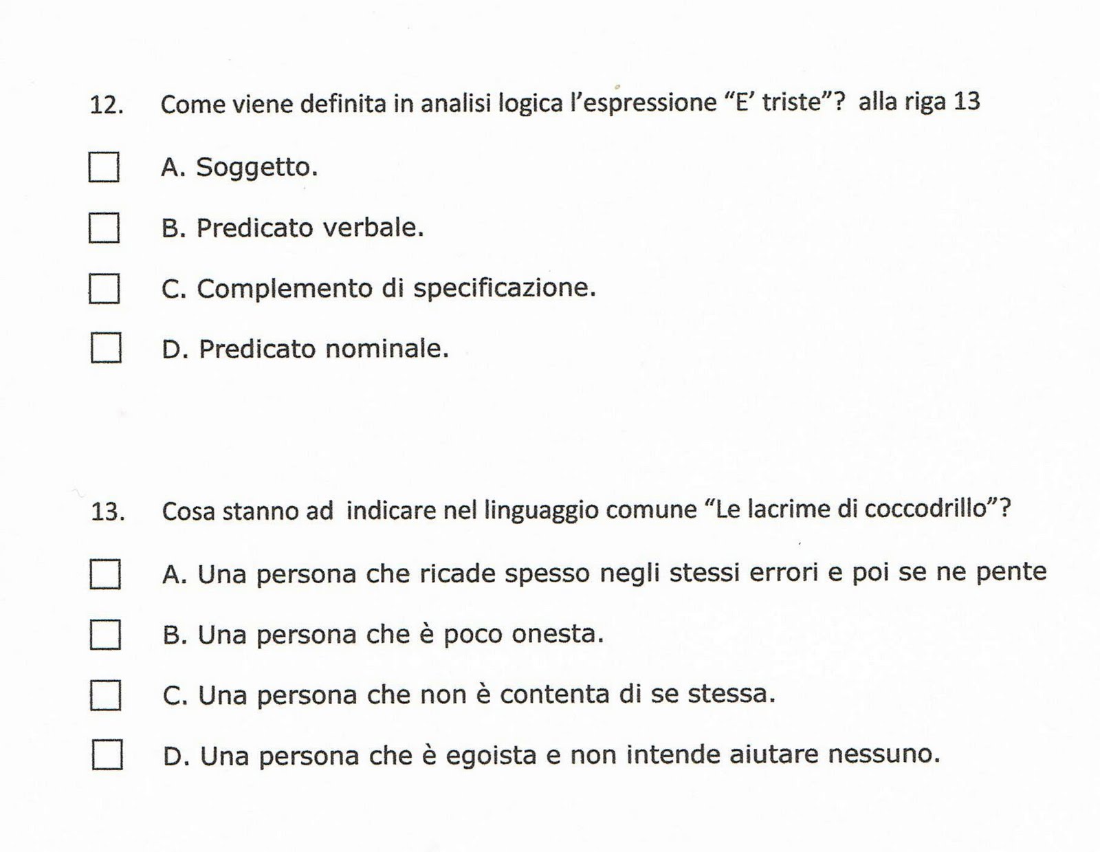Prove Invalsi Italiano Quinta Elementare Con Soluzioni Verifica di lingua italiana per la classe quinta della scuola primaria