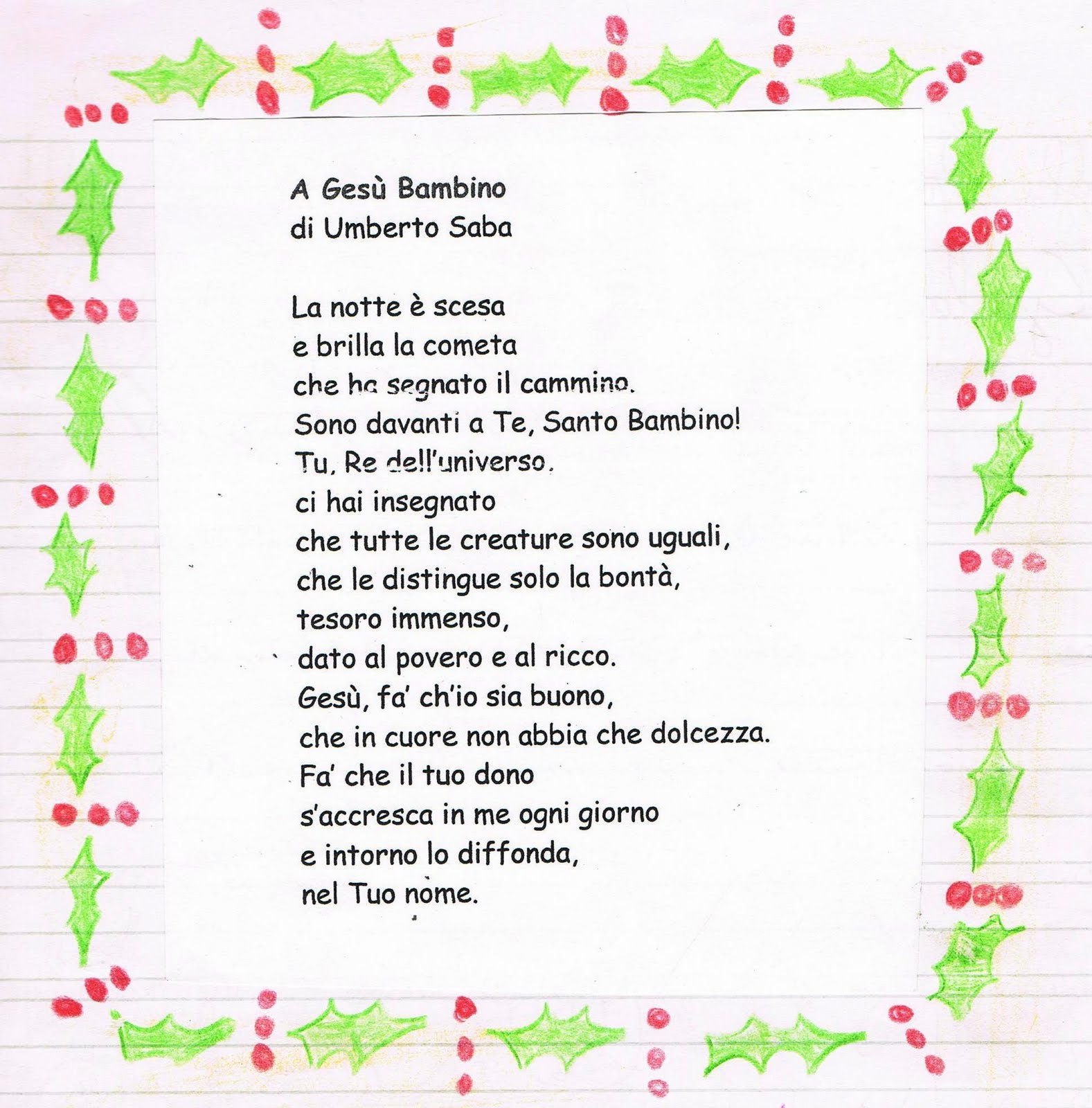 Poesie Di Natale Di Roberto Piumini.Poesia Di Natale A Gesu Bambino Di Umberto Saba