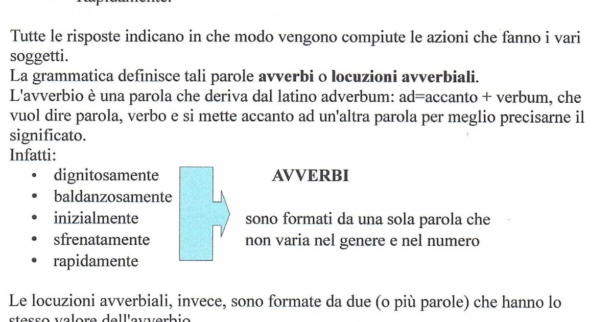 Le locuzioni avverbiali