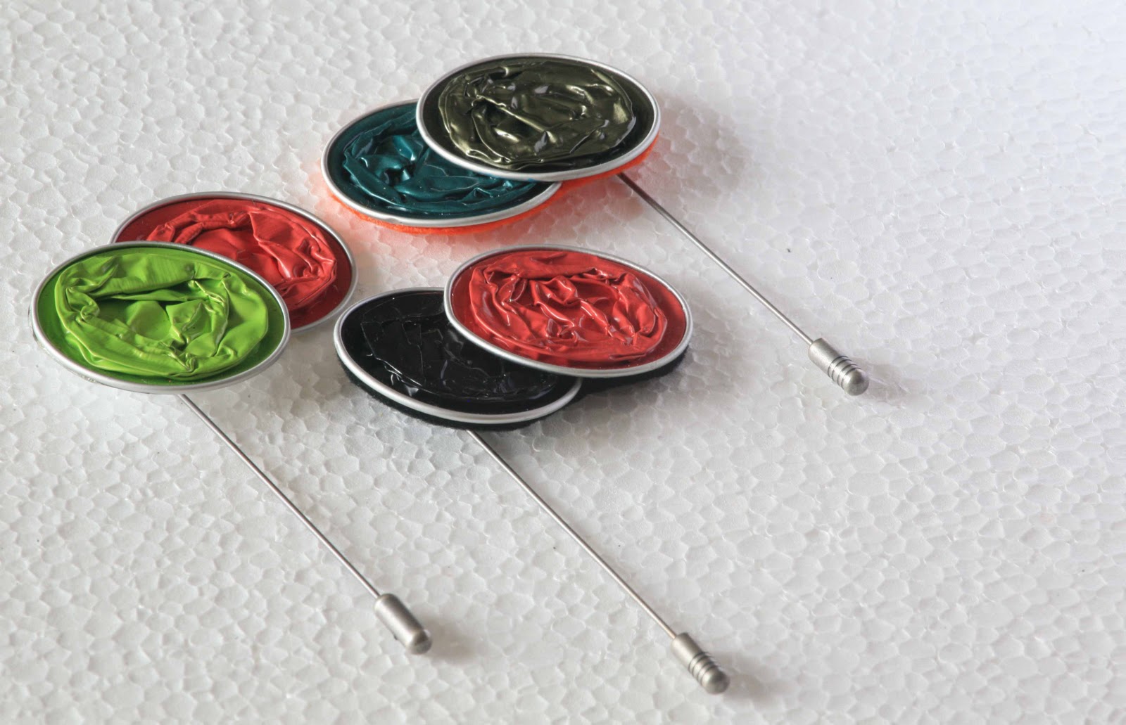 Broche Double Cabochons Verts - Bijou Fantaisie Pierre - Neuf Sans Emballage