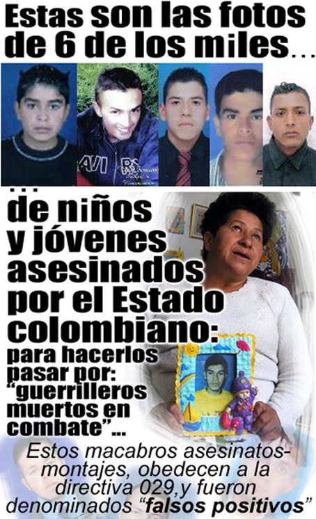 fotos niños y jóvenes asesinados por el ejército "Falsos Positivos", Crímen del Estado en Colombia