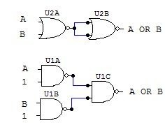 OR gate with NAND and NOR diagram