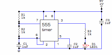 LED FLASHER CIRCUIT USING IC 555 - Electronic Projects, Power Supply
