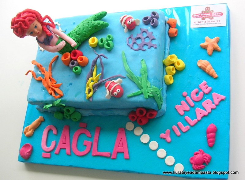 KURABİYE ADAM PASTA TASARIM ATÖLYESİ DENİZ KIZI &quot;ARİEL&quot; PASTASI