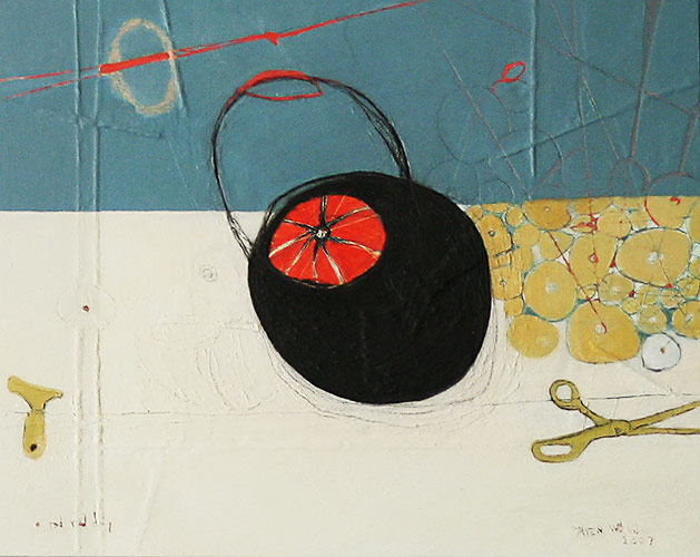 A Red Red Day, 2007. oil on hardboard. 24.8 x  31.8 x 4.5 cm