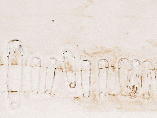 Pins (detail), 1998. monotype with embossment on Somerset printmaking paper. 33 x 54.6 cm