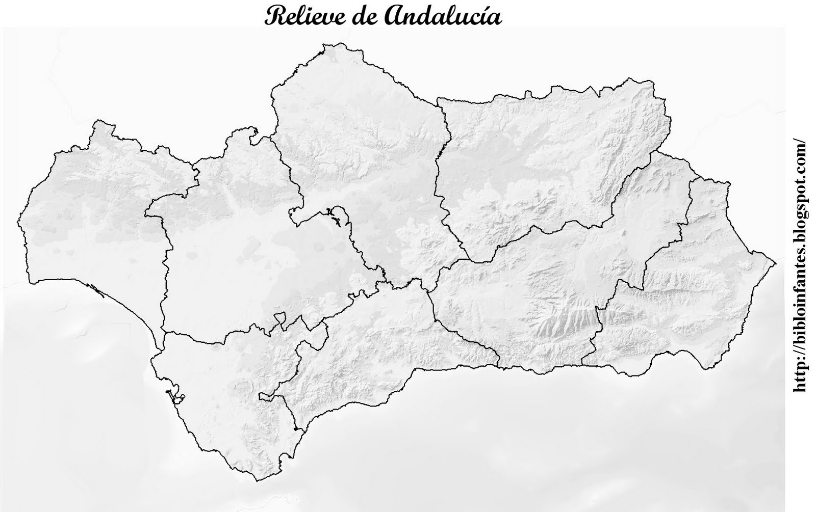 Mapa Mudo Rios De Andalucia