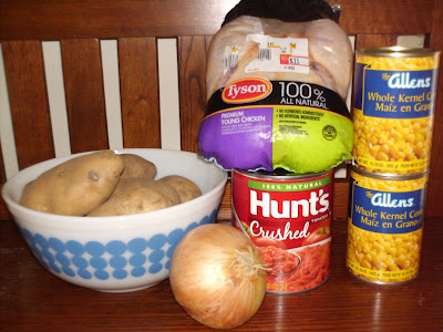 Ingredients for southern chicken stew recipe.