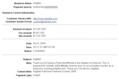 Adgitize Payment October 2009