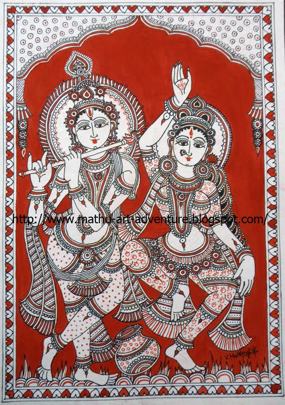 Traditional Indian Paintings Kalamkari Radha Krishna