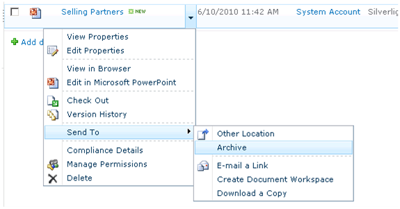 Tech Notes: Creating an archive in SharePoint 2010
