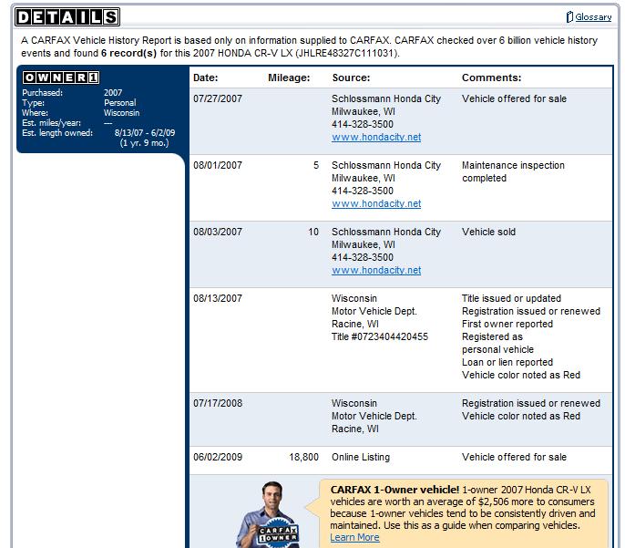 Free CARFAX report for this CRV page 4