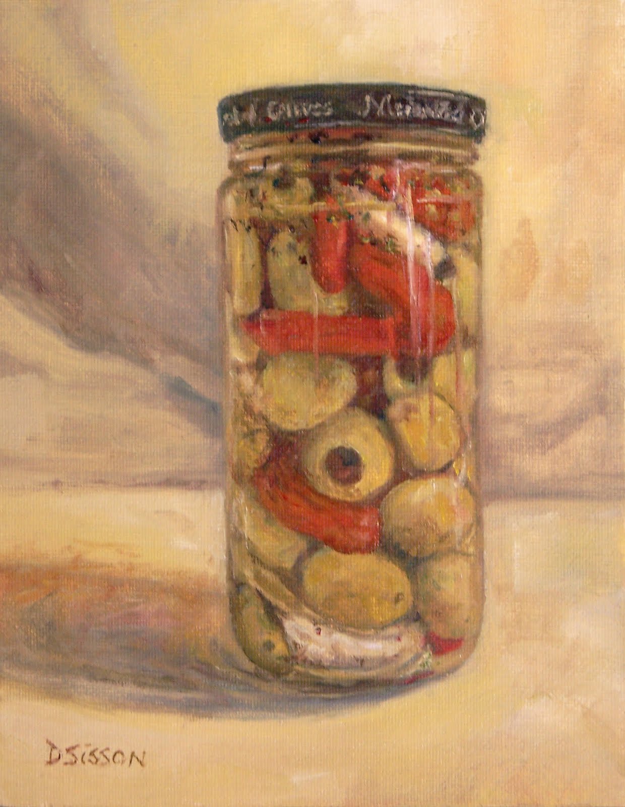Daily Painting Projects Oilves in Jar Oil Painting Food Still Life